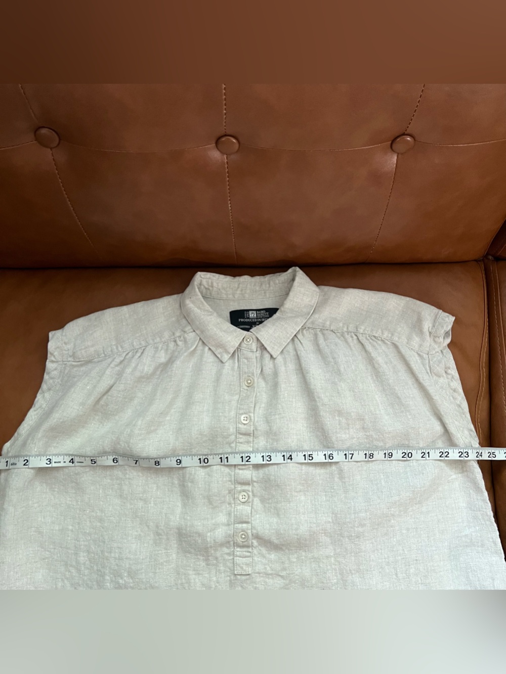 J.Crew New Capitaine shirt top in Baird McNutt Irish linen relaxed fit Sz S - Picture 7 of 9